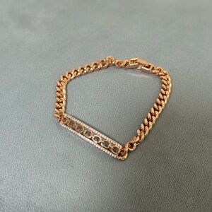 Rose Gold Stainless Steel Crystal Bar bracelet